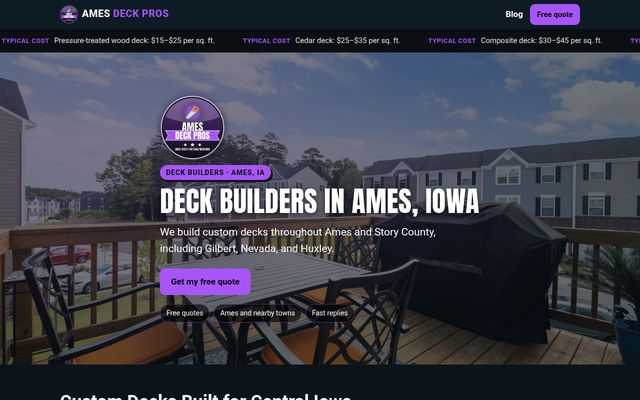Ames Deck Pros website