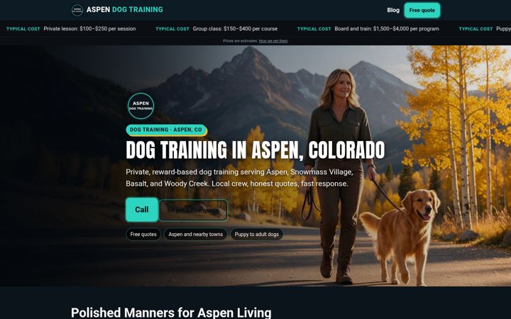 Dog Training Aspen website