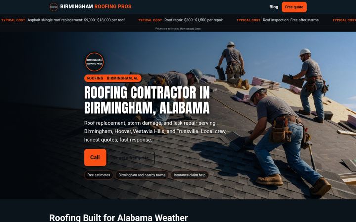 Roofing Birmingham website