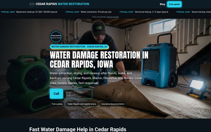 Water Restoration Cedar Rapids website