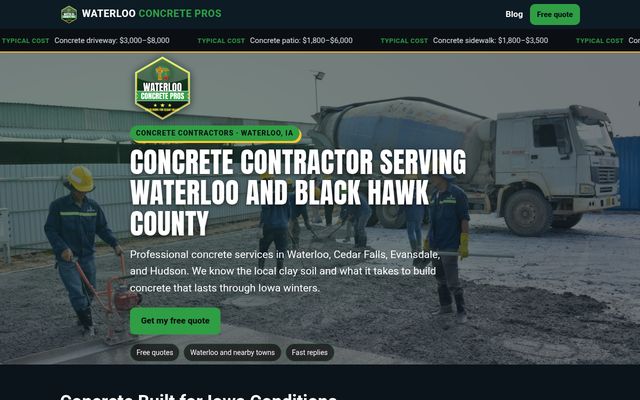 Waterloo Concrete Pros website