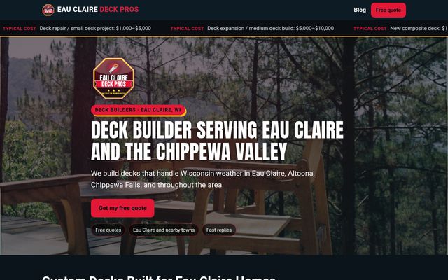Eau Claire Deck Pros website