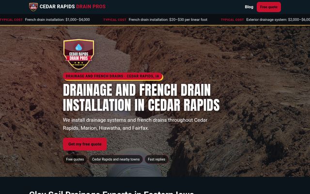Cedar Rapids Drain Pros website
