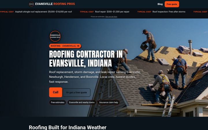 Roofing Evansville website