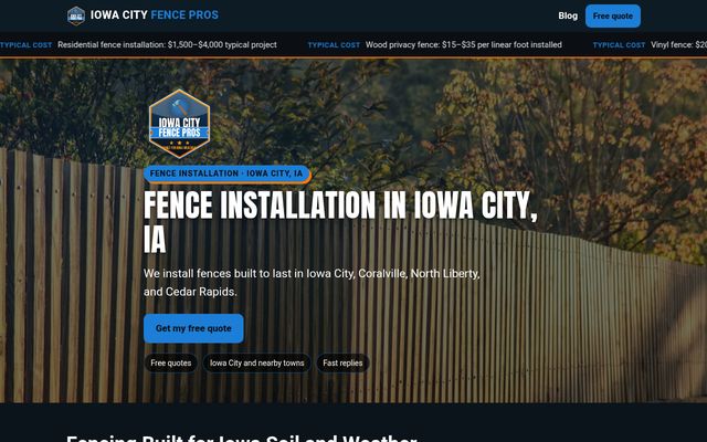 Iowa City Fence Pros website