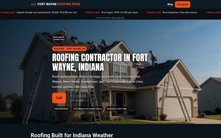 Roofing Fort Wayne website