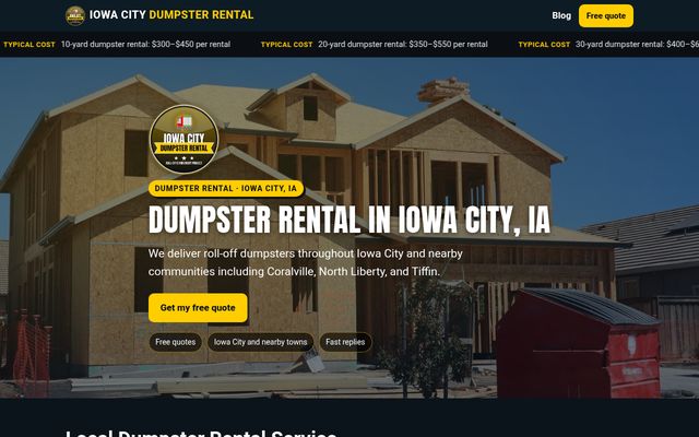 Iowa City Dumpster Rental website