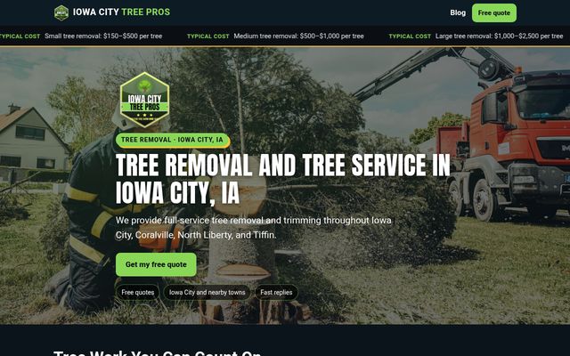 Iowa City Tree Pros website