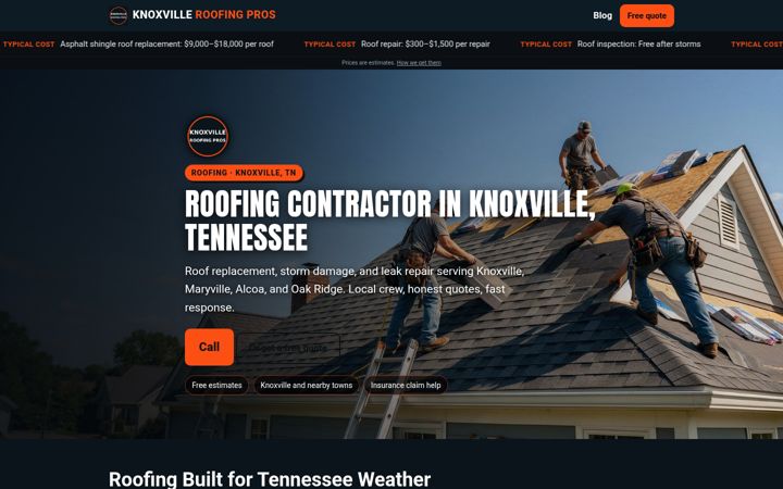 Roofing Knoxville website