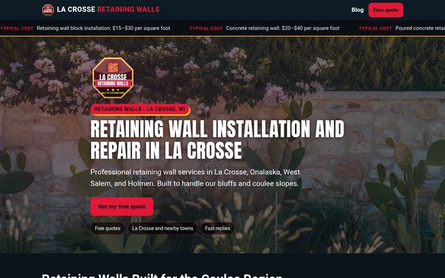 La Crosse Retaining Walls website