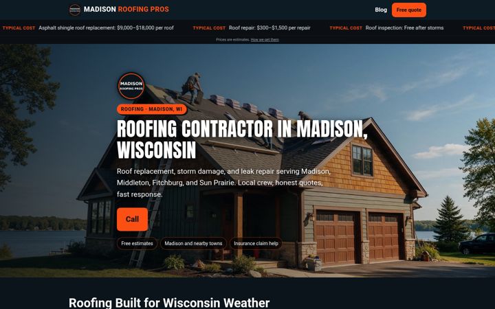Roofing Madison website