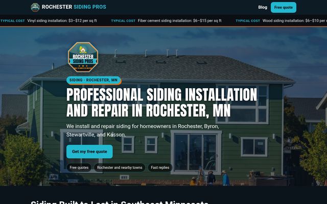 Rochester Siding Pros website