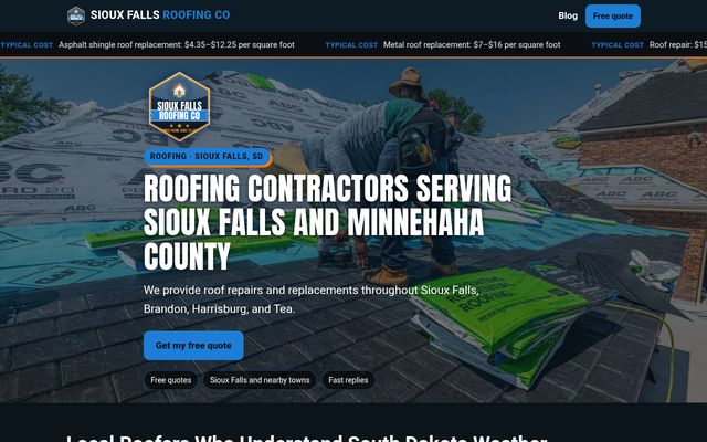 Sioux Falls Roofing Co website