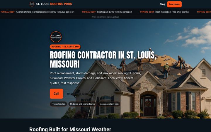 Roofing St Louis website