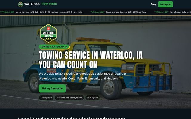 Waterloo Tow Pros website