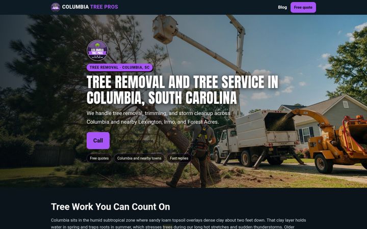 Columbia Tree Pros website
