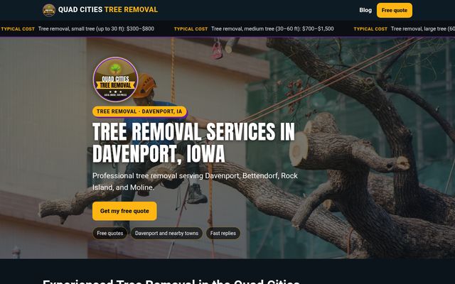 Quad Cities Tree Removal website