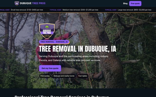 Dubuque Tree Pros website