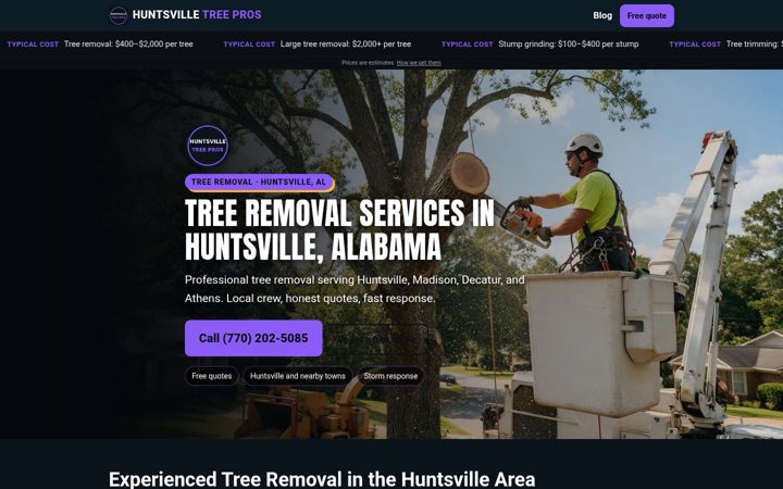 Tree Removal Huntsville website