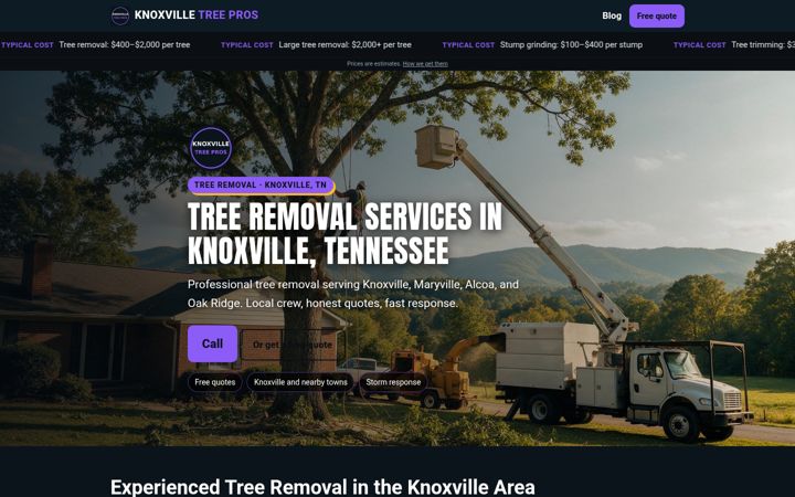 Tree Removal Knoxville website