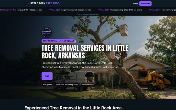 Tree Removal Little Rock website