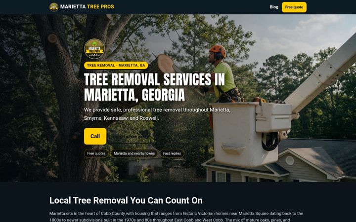Tree Removal Marietta website