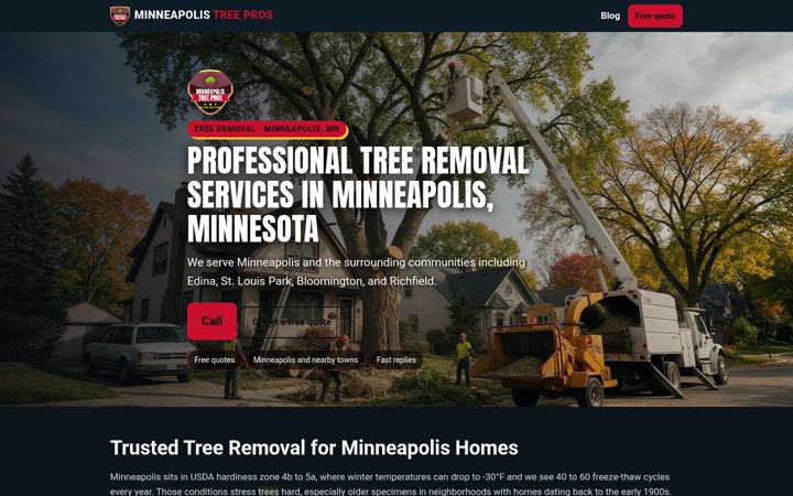 Minneapolis Tree Pros website