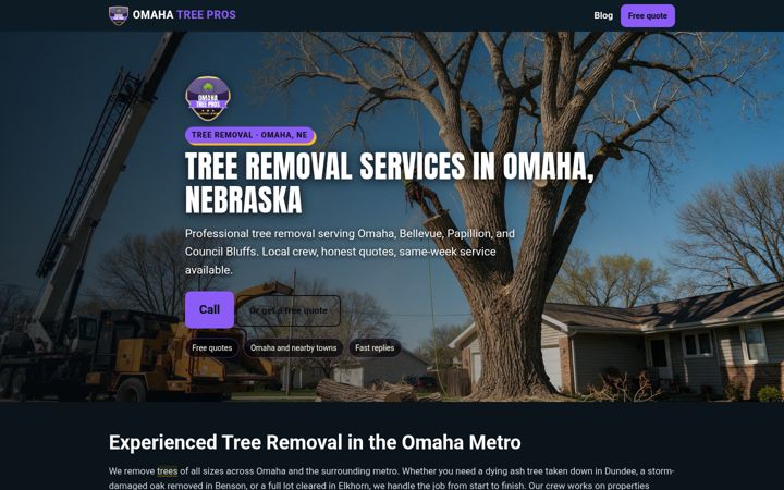 Omaha Tree Pros website