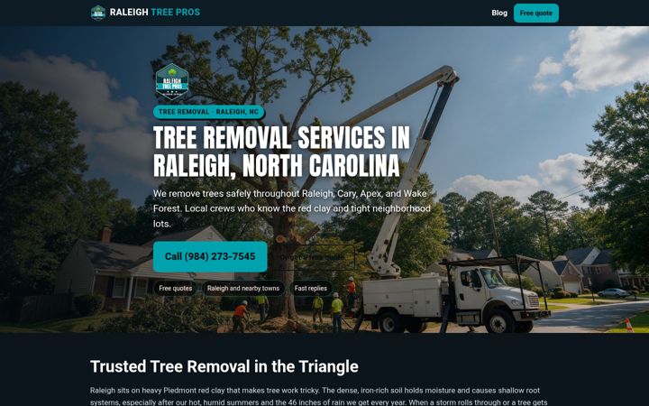Tree Removal Raleigh website