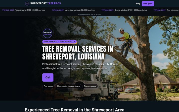 Tree Removal Shreveport website