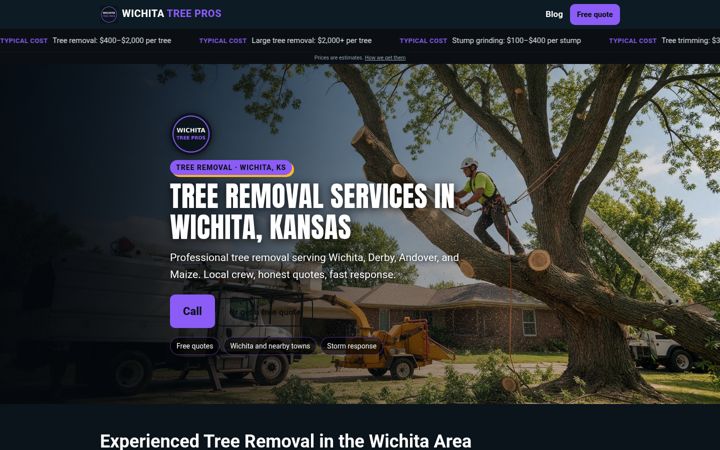 Tree Removal Wichita website