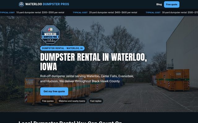 Waterloo Dumpster Pros website