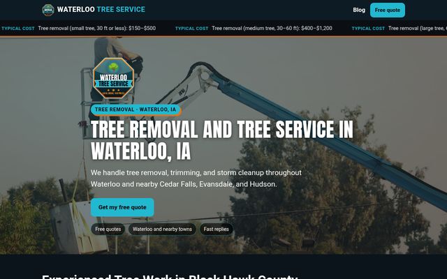 Waterloo Tree Service website